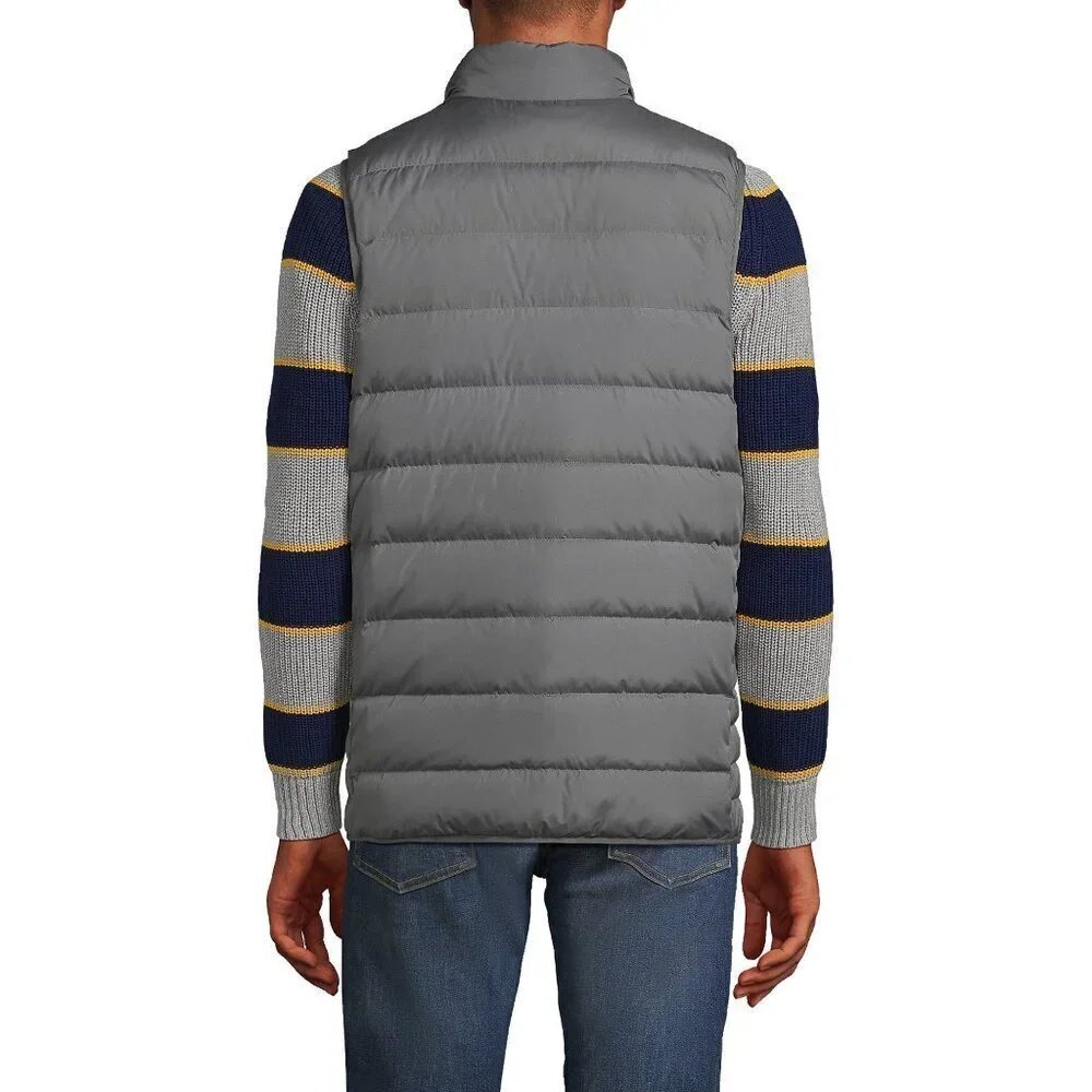Lands' End NWT Men's Down Puffer Vest in Warm Graphite